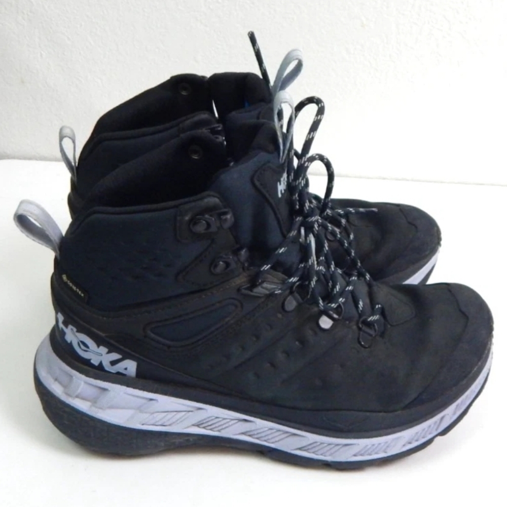 Hoka One One Black Lace-Up Women's Hiking Boots with Gray Midsole